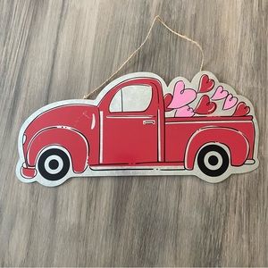Vintage Truck Metal Valentines Day Wall Hanging Sign